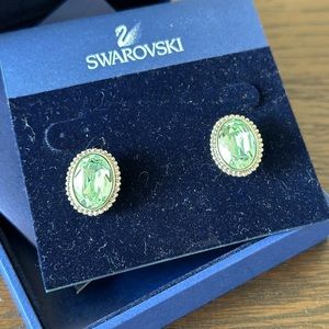 Swarovski Oval Green Crystal Stud Earrings